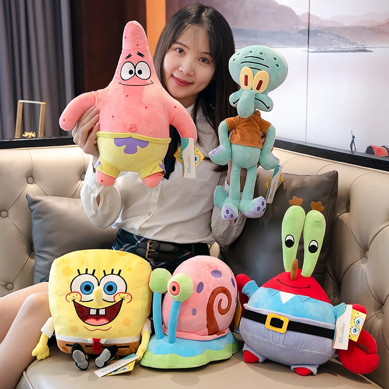 

Genuine SpongeBob Plush Toy Stuffed Anime Patrick Star Plushies Cartoon Figures Soft Doll Huggable Pillow Cushion Home Decor