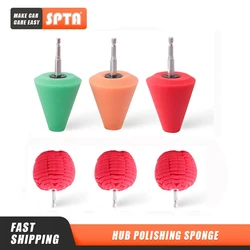 SPTA 6 Pack Car Wheel Hub Drill Buffing Sponge Ball Polishing Cone Kit Attaches to Standard Household Drill