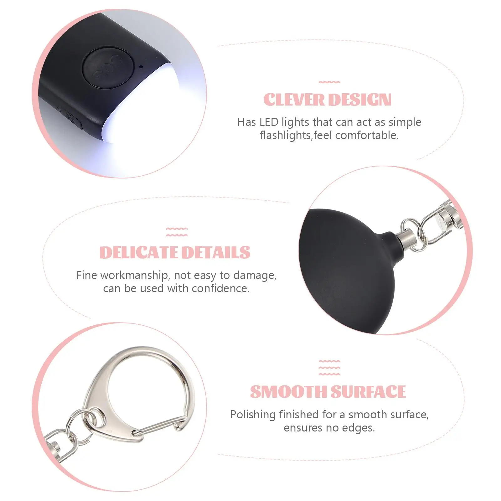 Personal Alarm Anti Wolf Women Black Rechargeable Keychain Outdoor Use All Ages Portable