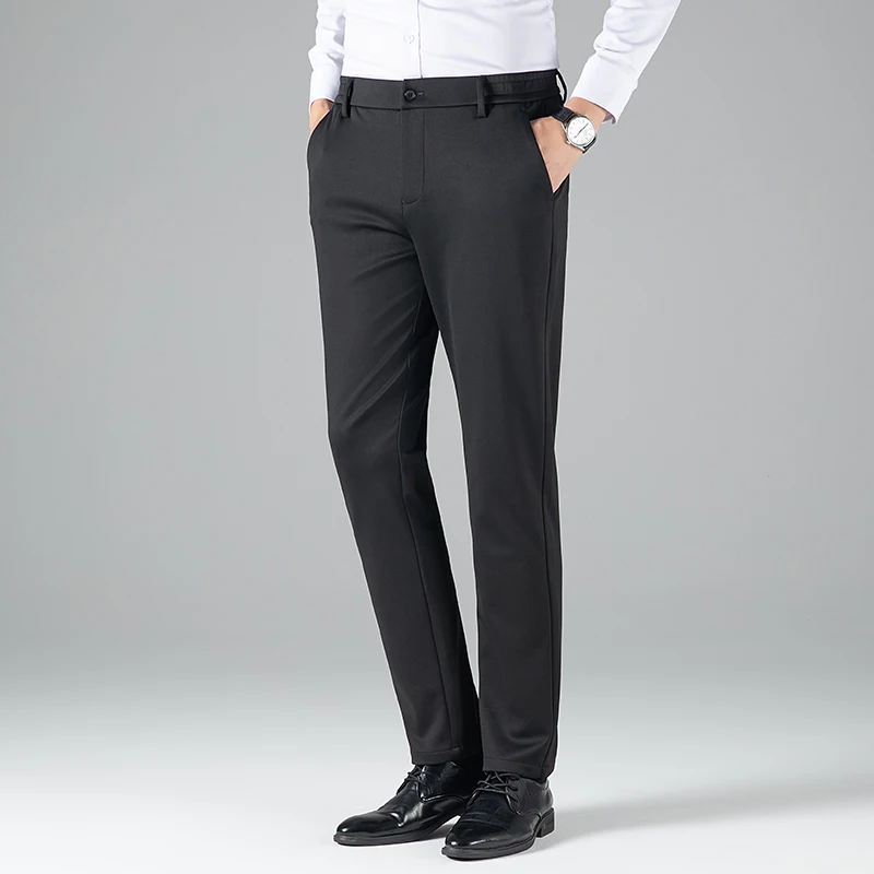 

Men Smart Casual Straight Trousers Blue Gray Black Pant Stretchable And Breathable Fabric Underwear Business Office Work Daily