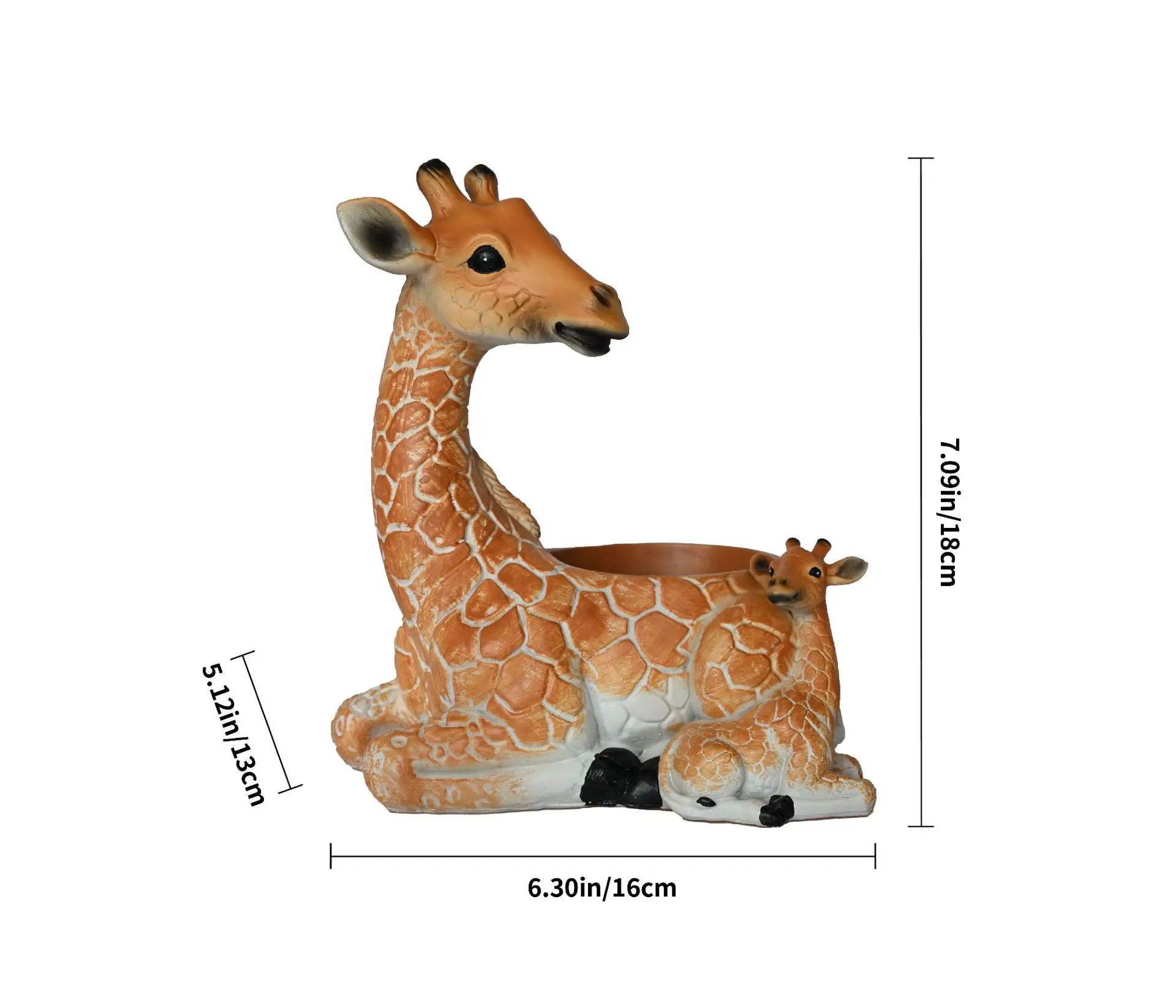 Giraffe Planter Statue for Home Decor Cute Animal Flower Pot Holder for Indoor Outdoor Garden Balcony Resin Succulent Planter