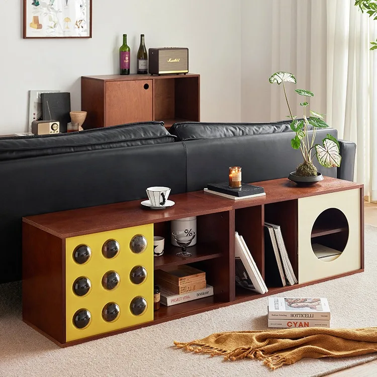 4 Drawers Storage Cabinets Wood Organizer Space Saving Cabinets for Living Room Multifunctional Home Furniture Aesthetic Design