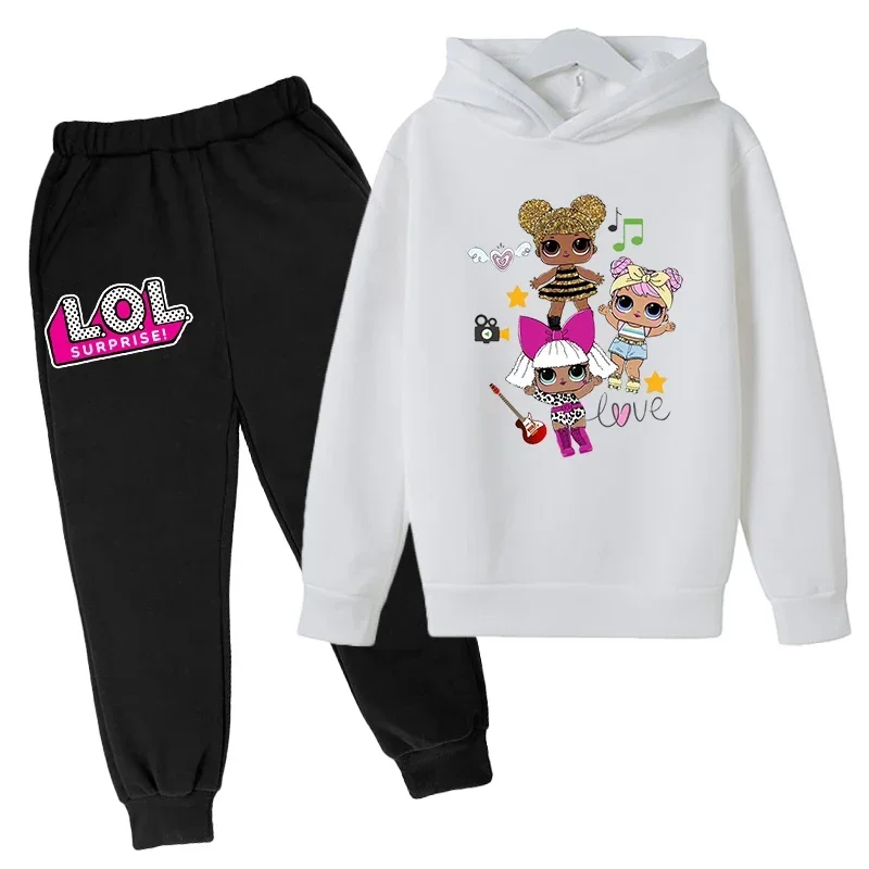 Spring Autumn Sports Suit Anime Print Hooded Baby Boys Casual Long Sleeve Sweatshirts 2024 Cartoon Streetwear Girls Kids Clothes