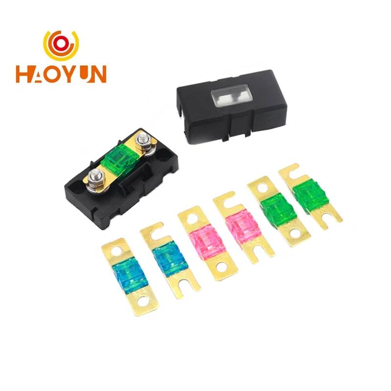 【1Set】ANS-H Bolt Type Fuse Holder ANS-8 Safety Plate Base Car Automotive Carrier Fuse Box 20A 50A 70A 80A 100A 150A 175A 200A