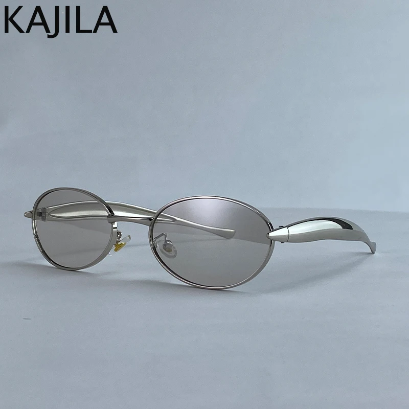 Ovale Punk-Sonnenbrille mit kleinem Rahmen für Damen, 2025, Luxusmarke, Vintage-Stil, Metall, Fahren, Sonnenbrille für Damen, Mode, Retro-Farbtöne, UV400 – Detail 2