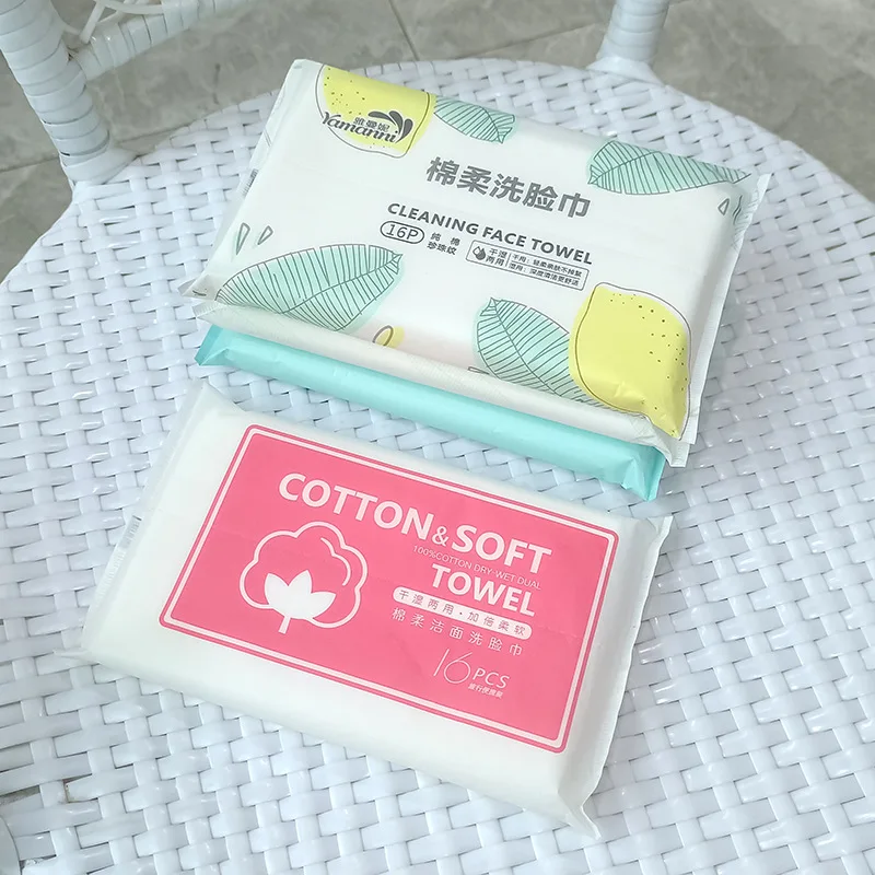 16pcs/bag Face Towel Travel Cotton Makeup Wipes Disposable Facial Cleansing Travel Towel Cotton Pads Soft Face Cleansing Tissue