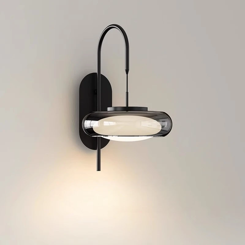 Italian Designer Glass Wall Lamp Bedroom Bedside Study Restaurant Living Room Modern Decoration Dimming Background Sconces Light