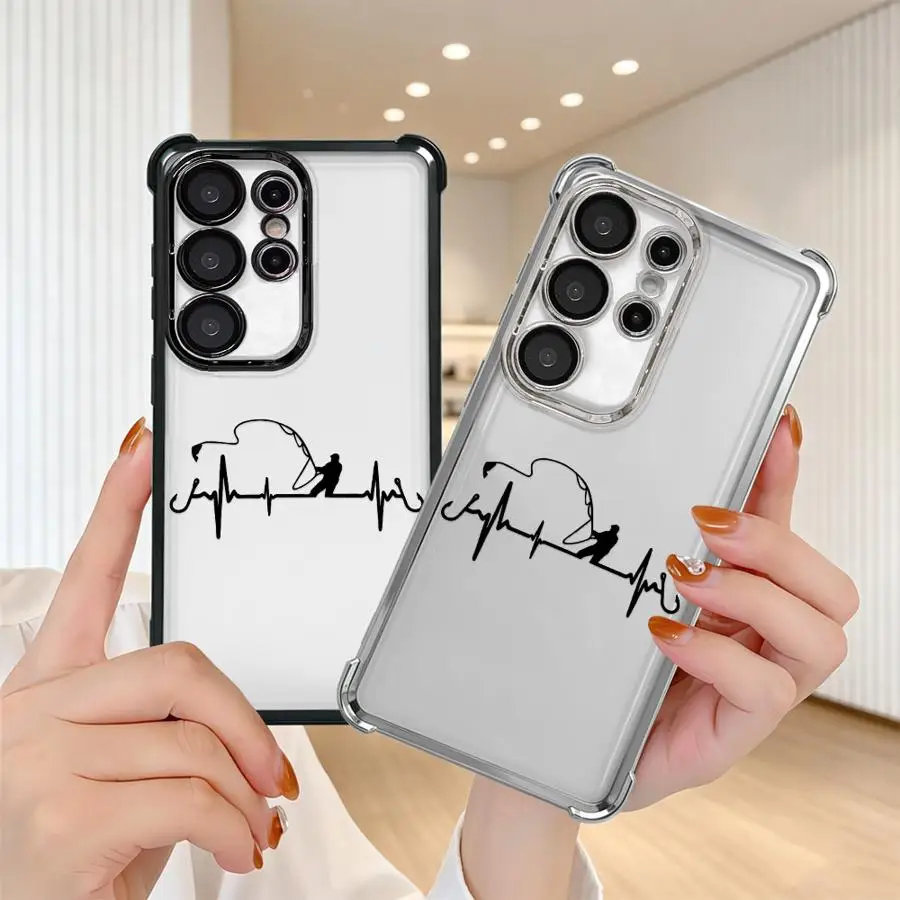 Case for Samsung Galaxy S26 Ultra S24Ultra S20 FE S23 S21 Plus S22 Ultra S25Ultra S25 Edge S24 Phone Cover Fishing Heartbeat