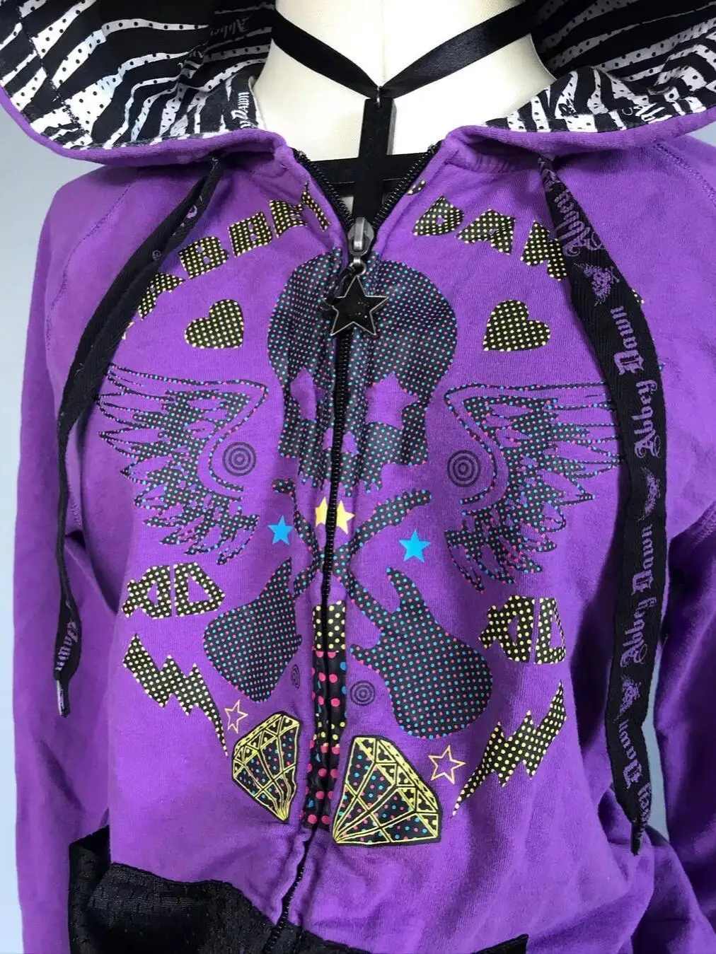 Onalippa 2025 جديد اليابانية Y2K الألفية الساخن فتاة نمط الجمجمة طباعة هوديي الأرجواني الربط زيبرا نمط سستة المرأة