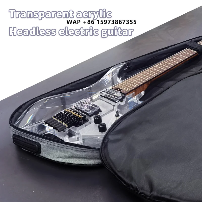 Factory OEM/ODM High Quality Acrylic Body 6-String Headless Electric Guitar-Portable & Convenient Beginner-Friendly Model