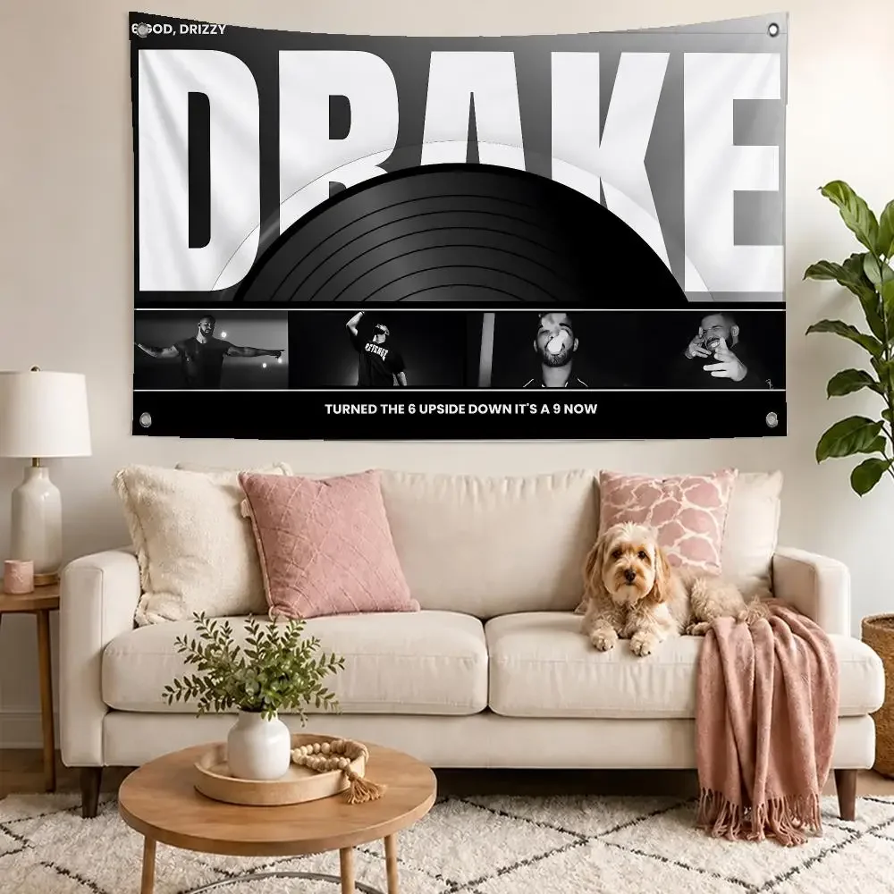 Hot Rapper Drake Flags Concert Print Wall Hanging Art Banner, Indoor Outdoor Bedroom Home Decor Backdrop, Perfect Gift