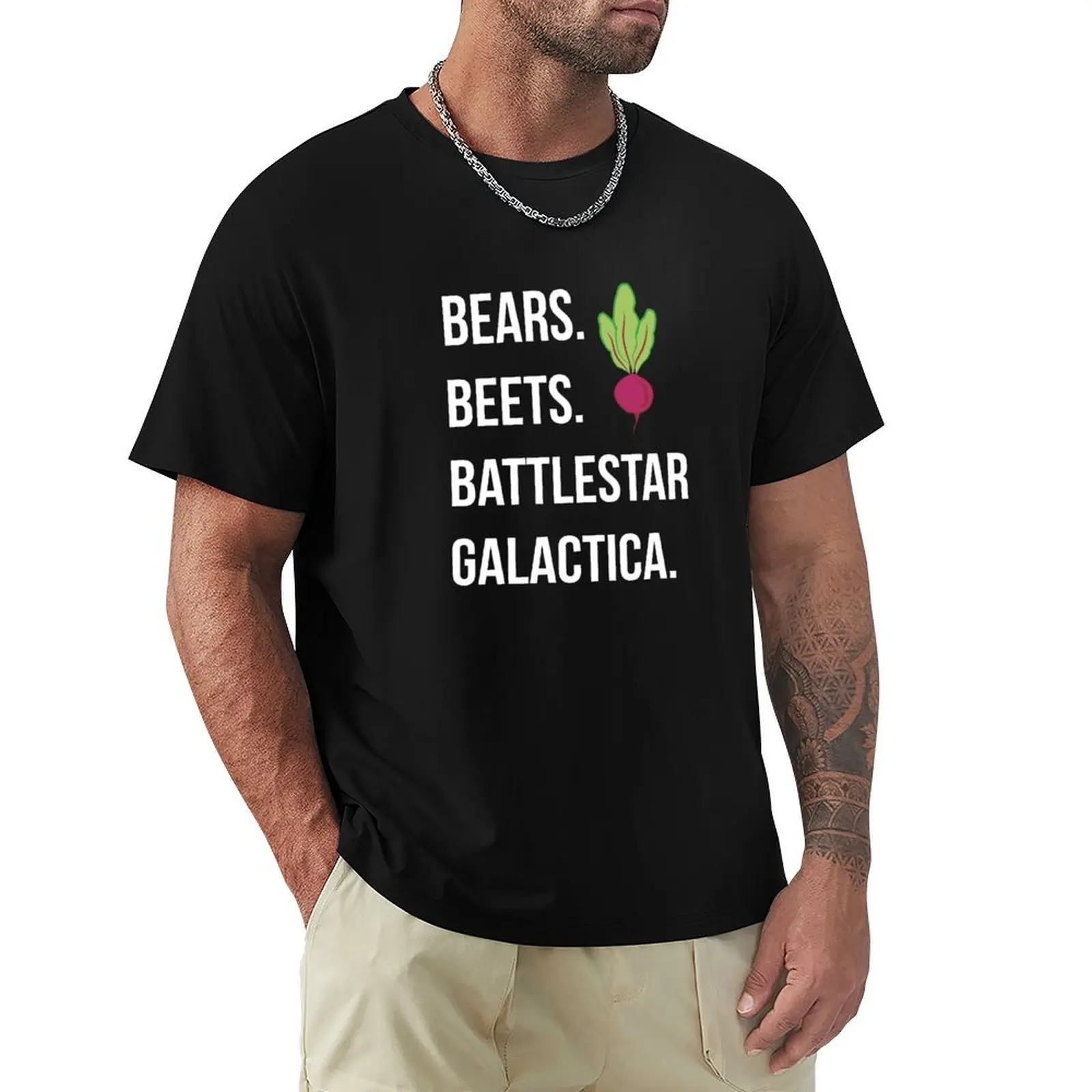 Bears. Beets. Battlestar Galactica. - The Office T-Shirt Big and Tall Basic Tee Shirt