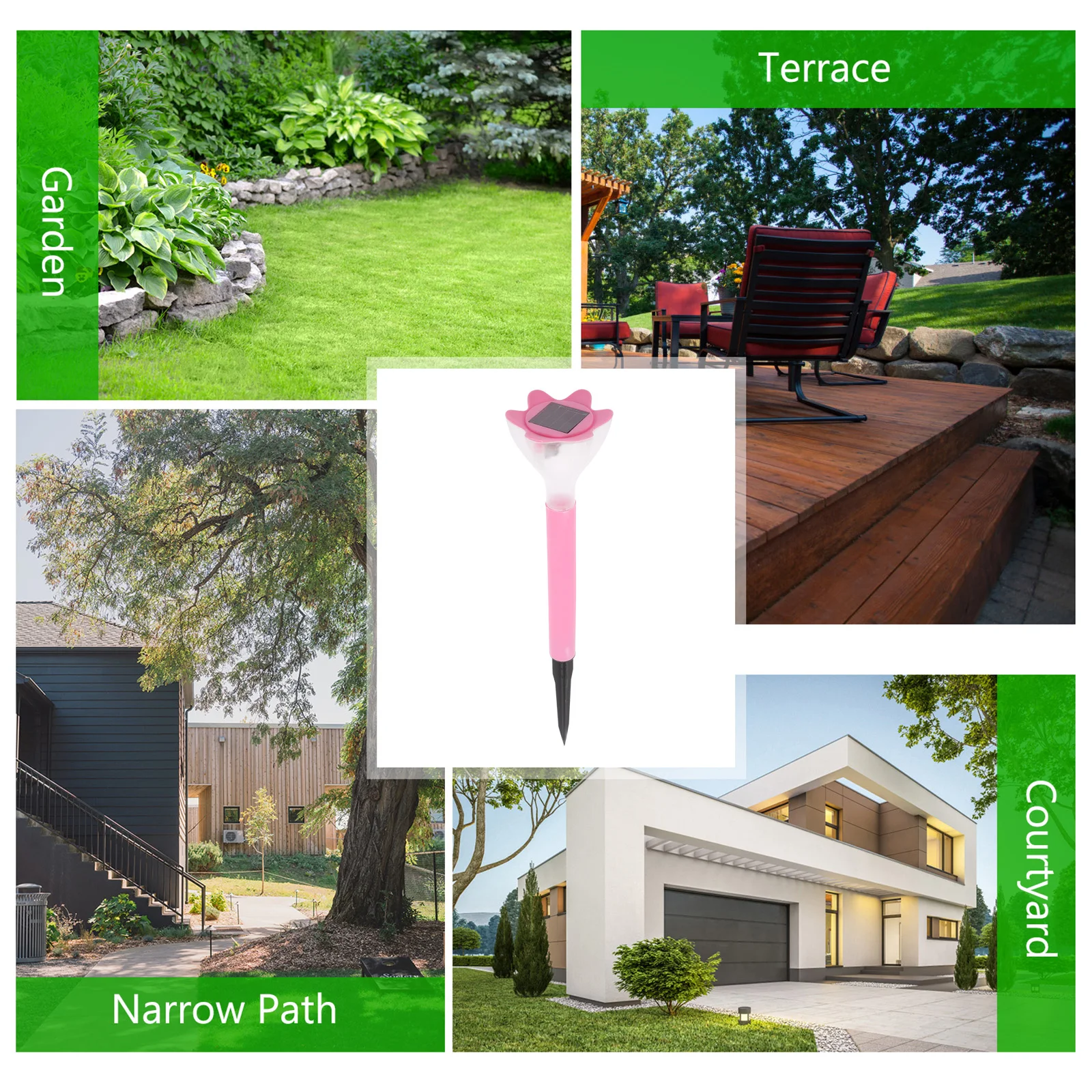 

2pcs Solar Flower Lights Garden Lantern Outdoor Decor Pathway Stakes Solar Powered Durable Compact Safe Landscape Lighting
