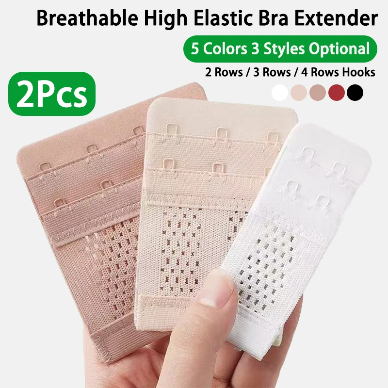 【2-Pack】Bra Extender with Two Rows of Hooks, Three or Four Hooks, Seamless Bra Connector, Universal Back Hook