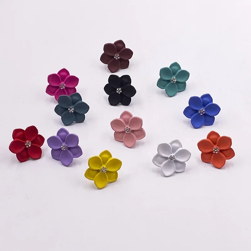 12Colors Blooming Lotus Flower Stud Earrings With Rhinestone Bud Trendy Plant Earrings Fashion Bridal Earrings Wedding Jewelry