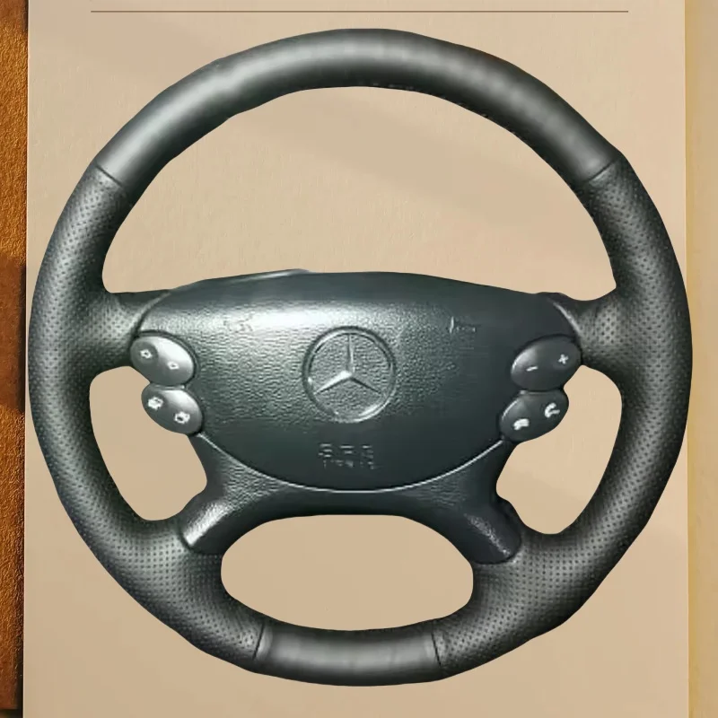 Full Black Leather Car Steering Wheel Cover for Mercedes Benz E350 W211 C209 C219 W463 R230 SL500 CLK350 2004-2008
