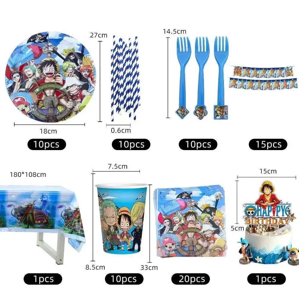 One Piece Anime Themen-Party-Deko-Set Banner Luftballons Tortendekoration Ornamente Feiertags-Geburtstags-Party-Geschenk-Zubehör – Detail 3