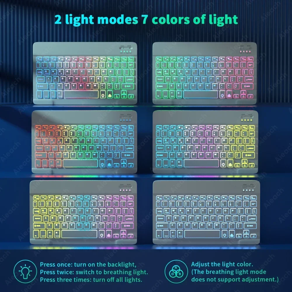 

Keyboard For Tablet Android Windows Wireless Mouse Keyboard Bluetooth-compatible Rainbow Backlit Keyboard For pad Phone