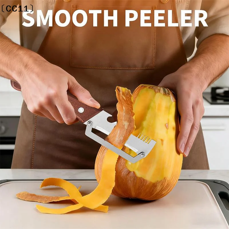 Multi-Functional Vegetable Peeler Kitchen 2 In 1 Stainless Steel Peeler With Wooden Handle And Bottle Opener〔CC11〕
