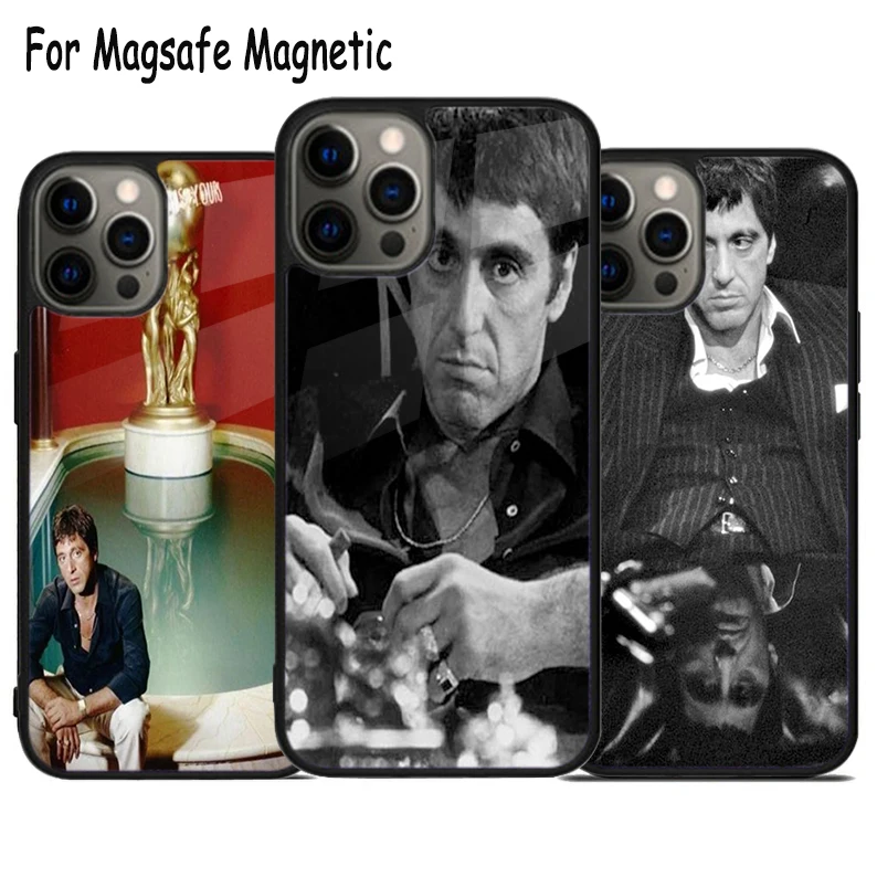 Scarface Al Pacino Tony Montana Wireless Charge Magsafe Phone Case For iPhone 15 16 14 13 11 12 Pro Max Plus Magnetic Cover