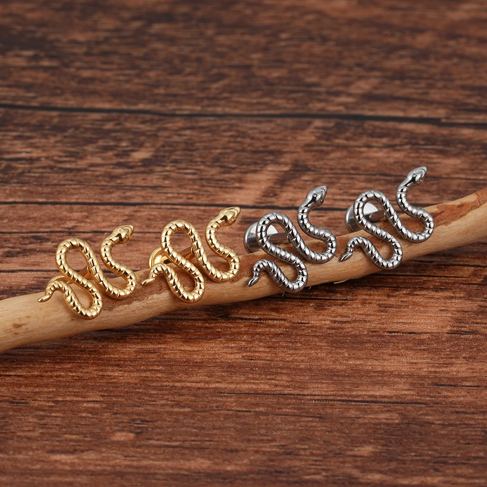 الحق جراند ASTM F136 التيتانيوم 16 جرام فايبر الأفعى Labret الغضروف القرط شقة الظهر مسمار محارة الزنمة اللولب ميدوسا مونرو ثقب