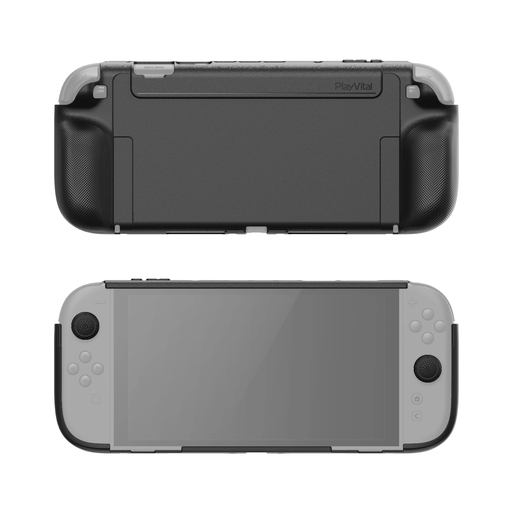 

PlayVital PURE Grip Case for Nintendo Switch 2, Shockproof TPU Cover Switch2 Ergonomic Anti-Slip Grips with Thumbs Caps -Black