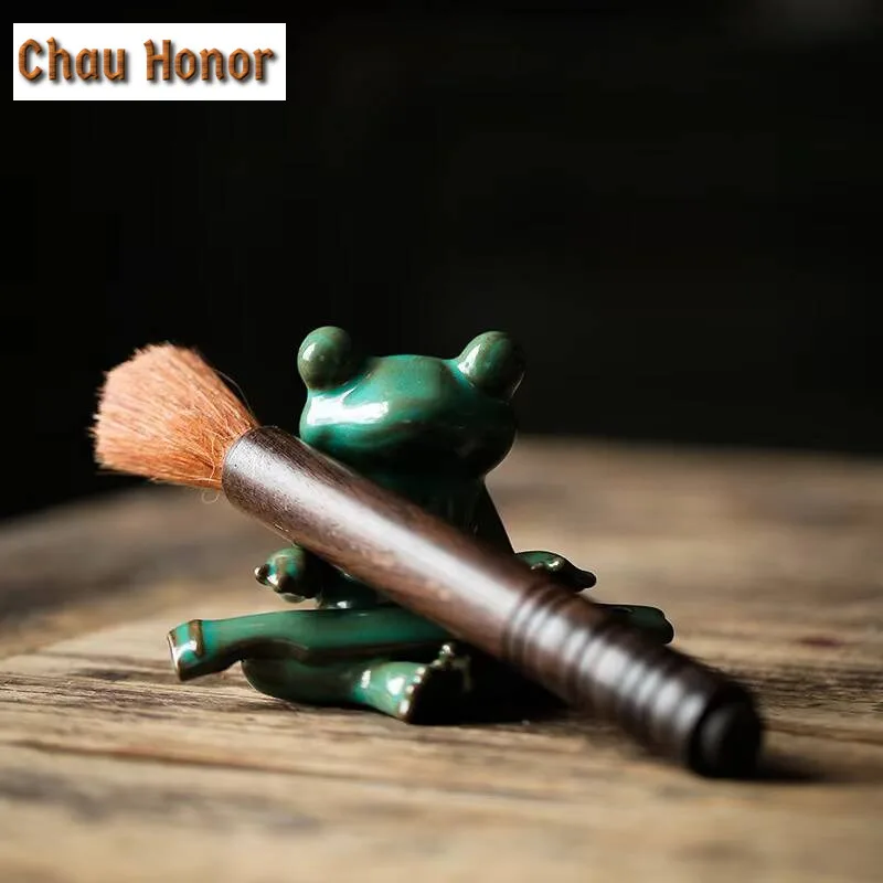 Japanese Turquoise Frog Tea Pet Handmade Flowerpot Landscaping Tea Figurine Play Toys Tea Statue Ornaments Teaset Workmanship