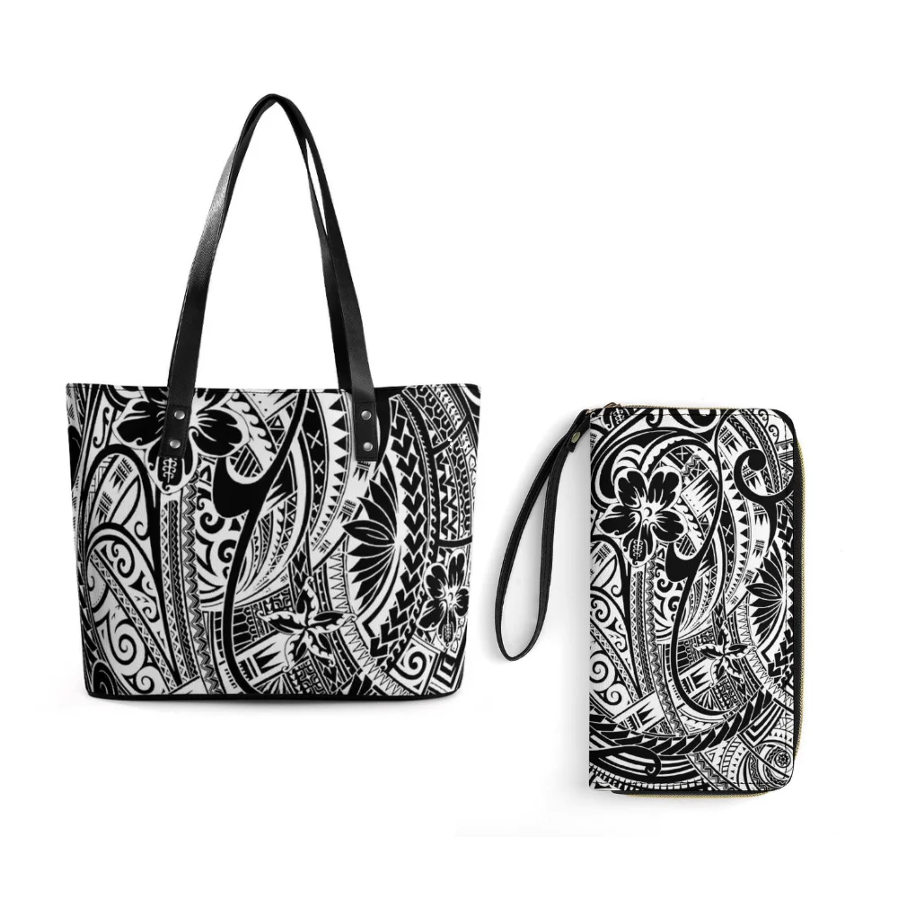 

Spacious Ladies Travel Tote Polynesian Motif Custom Print Casual Elegance High Grade Light Handle