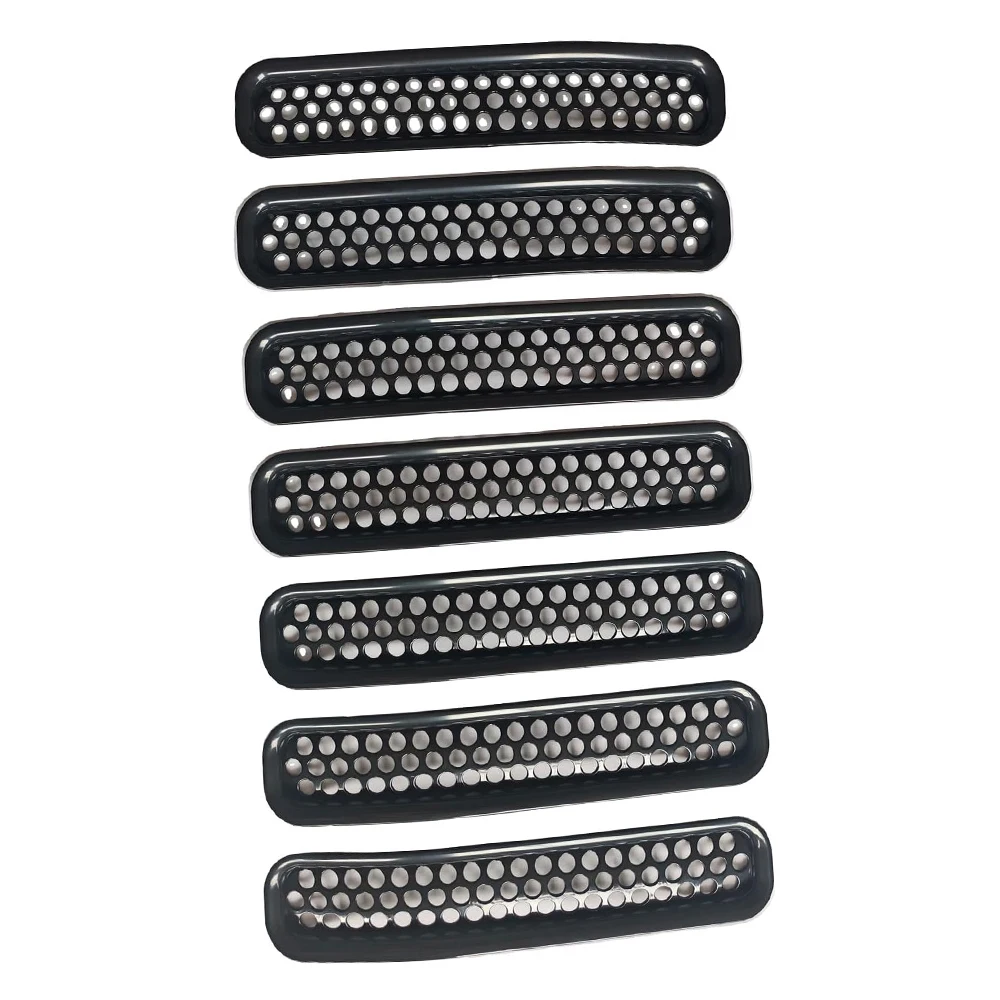 7-teiliges Frontgrill-Gittereinsätze-Abdeckungs-Zier-Set für Jeep Wrangler TJ 1997 1998 1999 2000 2001 2002 2003 2004 2005 2006 – Detail 4