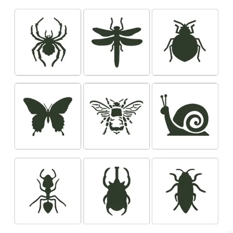 

Y5LB 9Pcs Insect Animal Drawing Templates 6'' Reusable PET Stencils for Kid Student Card Making Drawing Christmas Party Decor