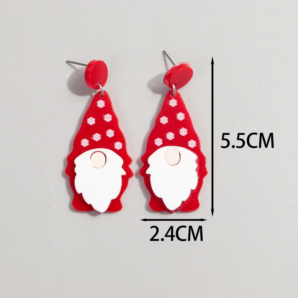 New Father Christmas Hat Beard Acrylic Earrings for Women Cute Cartoon Santa Claus HO Statement Earring Happy Xmas Jewelry Gifts