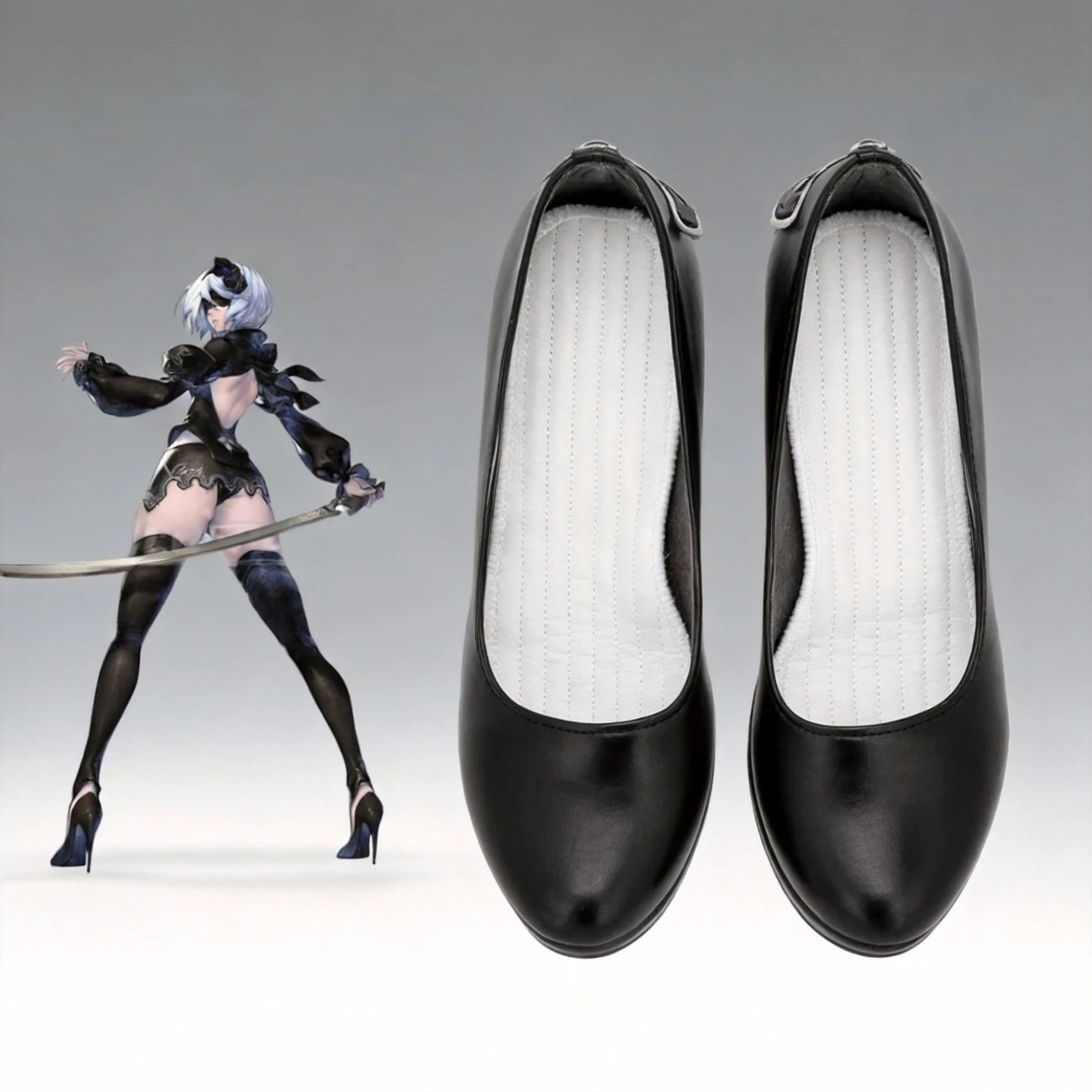 

Обувь для косплея NieR 2B, индивидуальные туфли на высоком каблуке для девочек, аксессуары для косплея на Хэллоуин