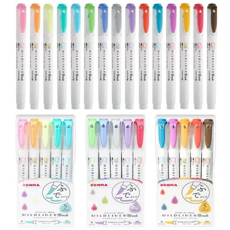 ZEBRA WFT8 Dual Head Highlighter Pen Marker Pen Students Use Hand Pens Aesthetic Stationery Colored Marker Pens Draw Key Points