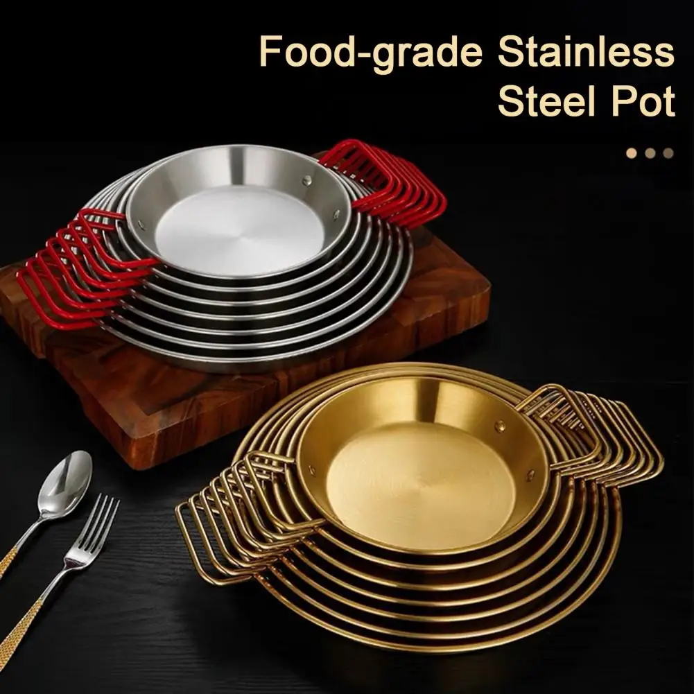 Anti-scalding Handle Cookware Thick Seafood Plate Extra Thick Stainless Steel Seafood Plate with Handles Double Ear for Crawfish
