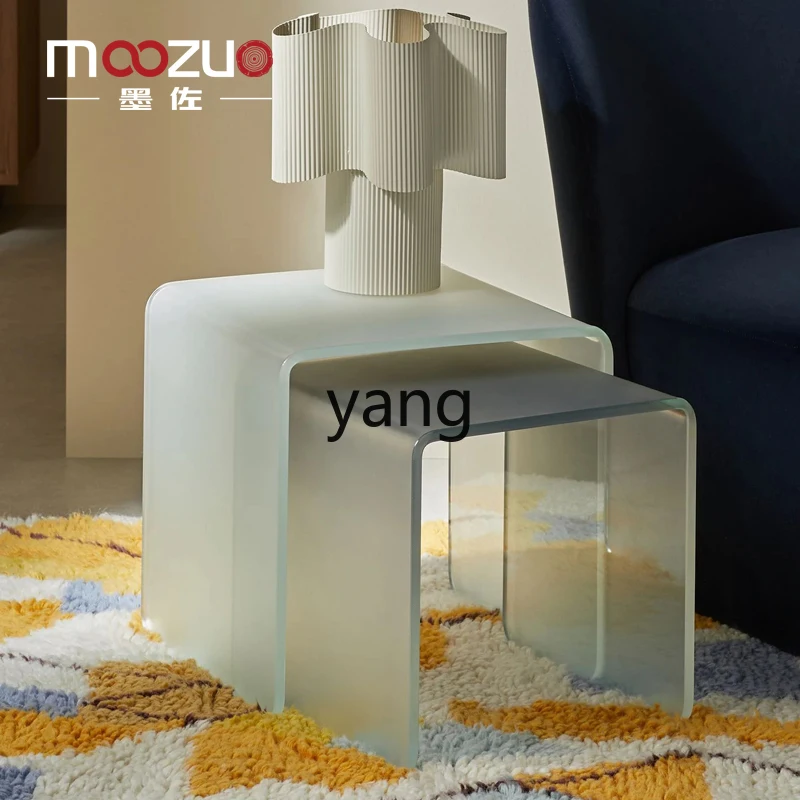 LMM Nordic minimalist gradual change frosted glass coffee table combination small apartment creative living room home