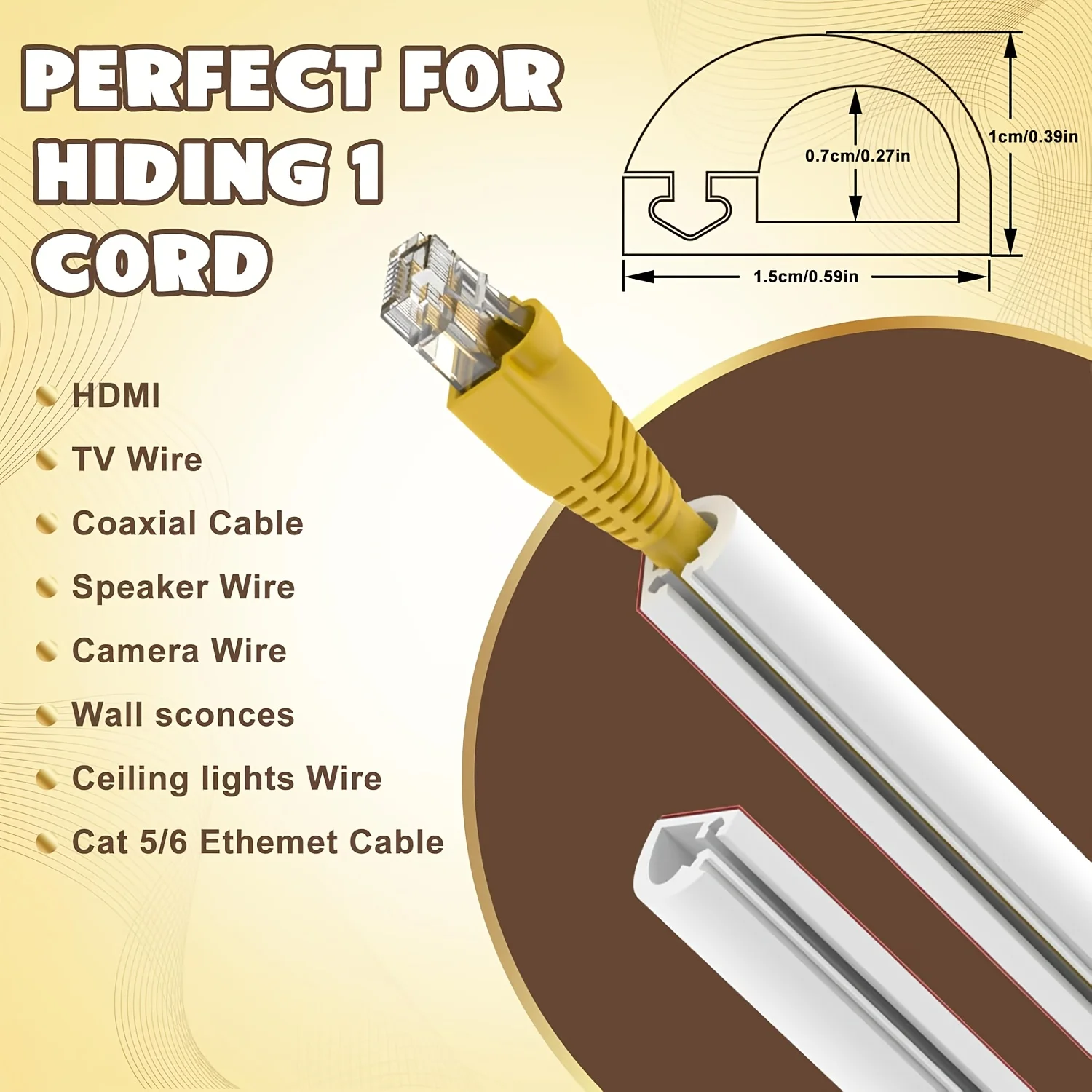 1PC Cable Cover,PVC Cable Organizer, for Extension Cords, Ethernet Cables, Speaker Wires, Etc., Cable Cover and Cable Concealer