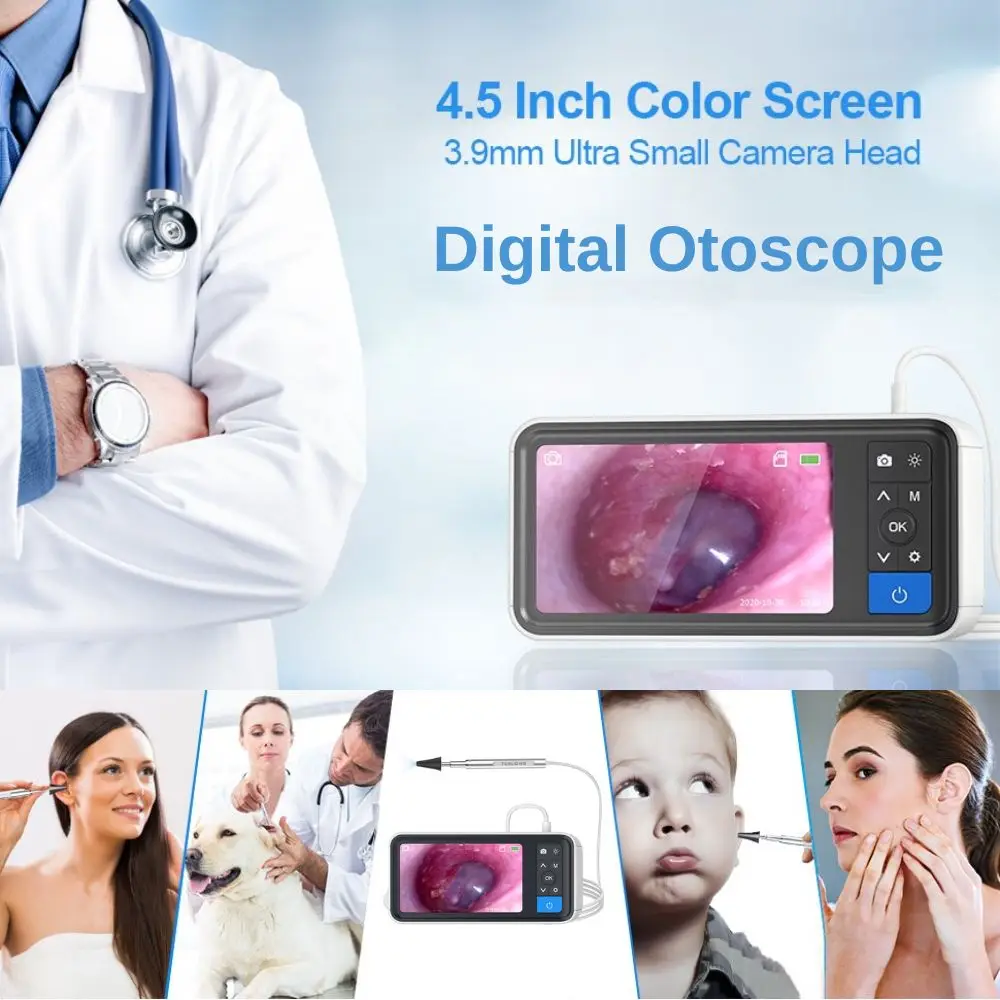 

3.9MM 1080P HD Digital Otoscope with Screen Ear Cleaner Endoscope Camera Ear Wax Earpick Cleaner Tool with LED Lights Home Use