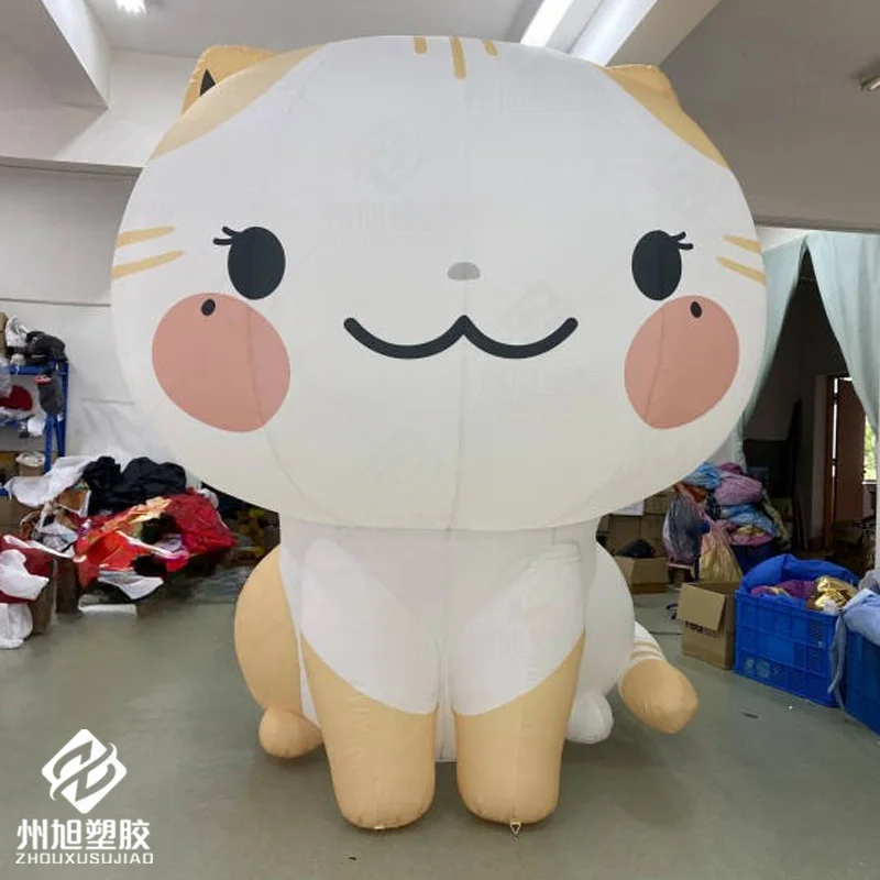 قطط لطيفة قابلة للنفخ، نماذج هوائية على شكل حيوانات، مع منفاخات، دعائم تزيين نشاط مركز التسوق في الهواء الطلق