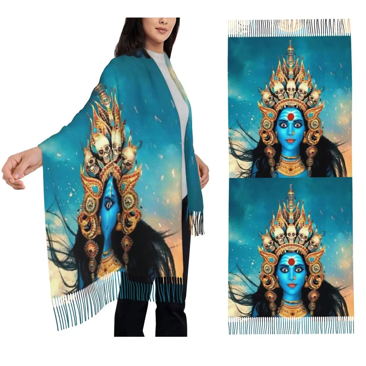 

Cosmic Kali Ma - Индуистская богиня разрушения Шарф Шарфы с кисточками Женские мягкие теплые шали и накидки Длинная осенне-зимняя шаль