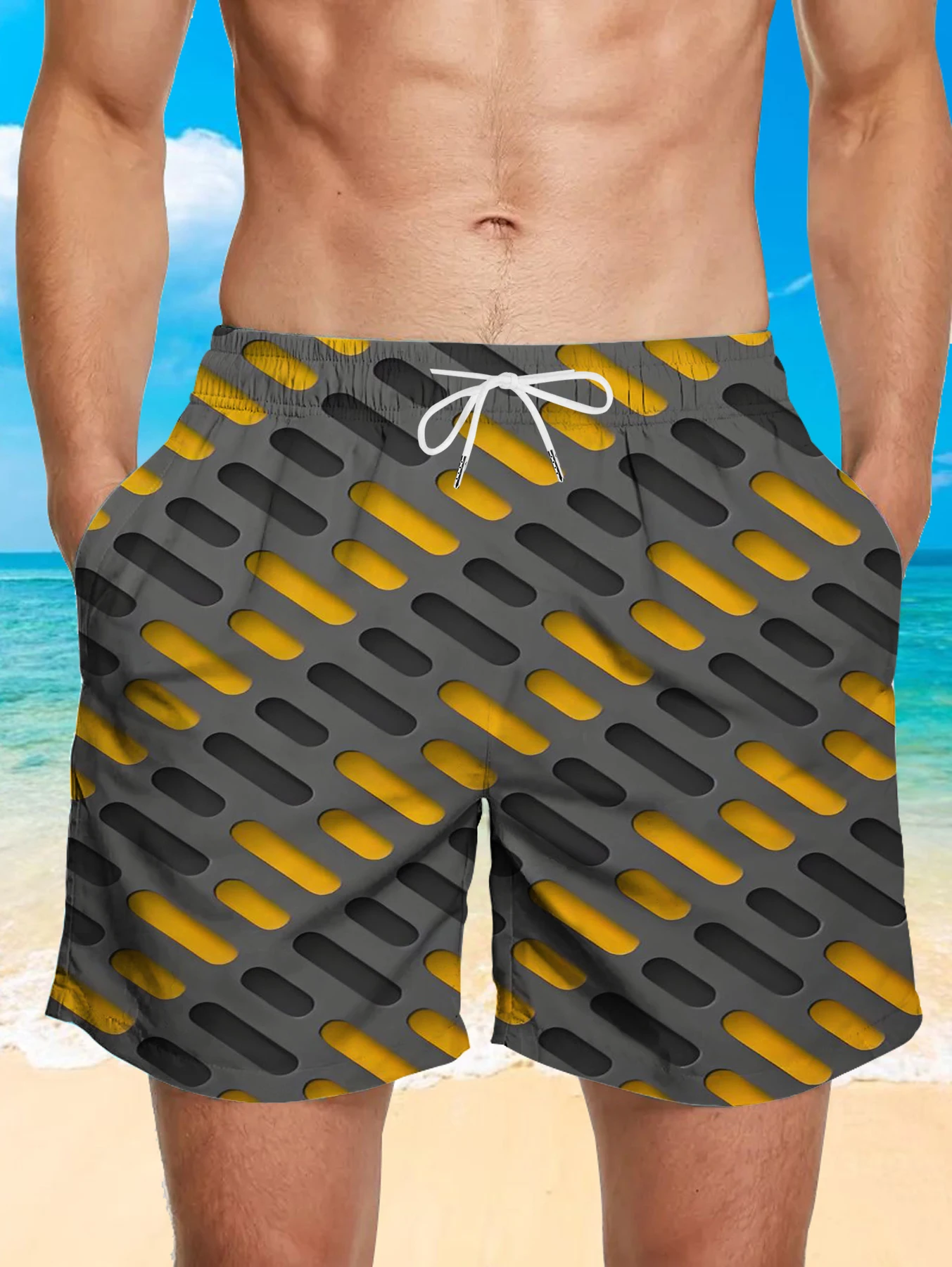 Graphic Digital Printed Men Shorts All Over Print Polyester Quick Dry Beach Pants