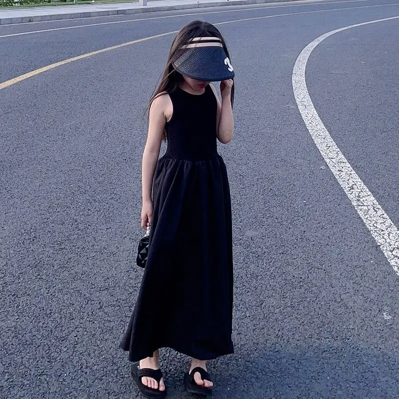 

Spring Autumn Summer Elegant Girl Kids Patchwork Dresses Children Birthday Clothes Vestidos 2025 Girls Black Long Dress