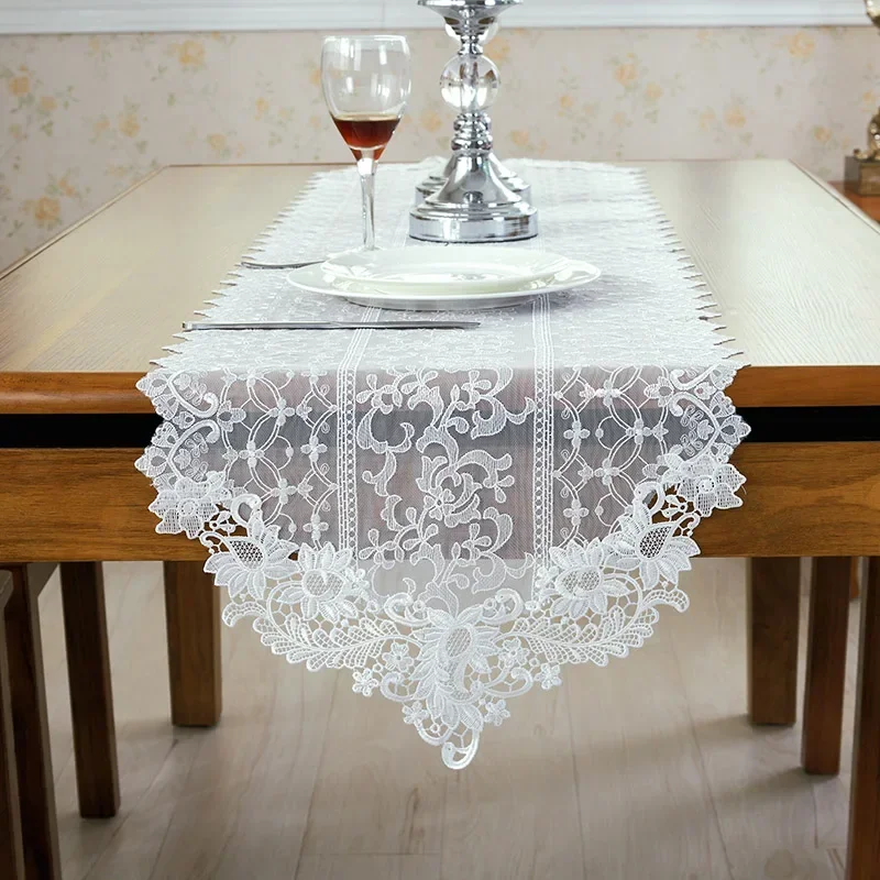 Table Runner Wedding For Dining TableCloth Runners White Embroidered Flag Simple Dresser Table Juppe Pastoral Home Decoration