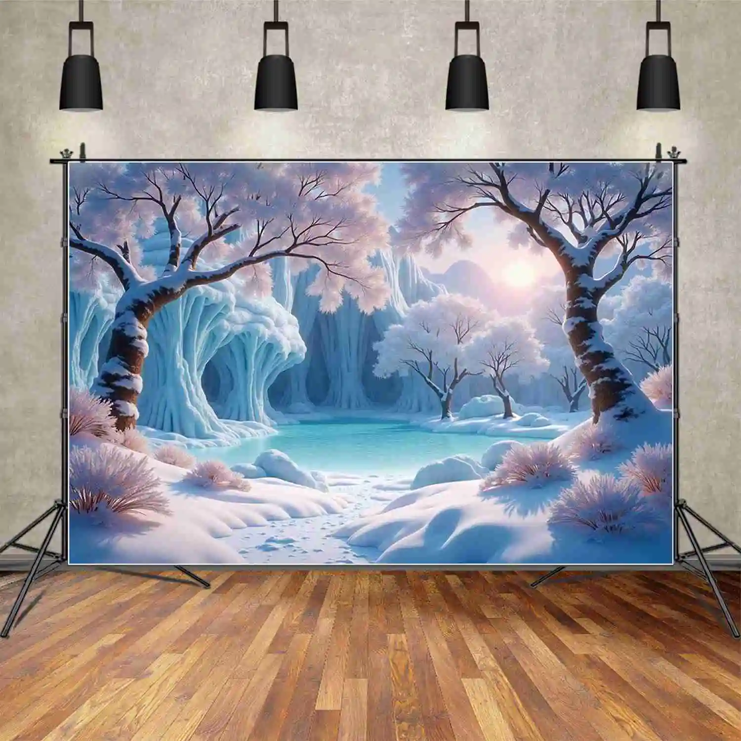 MOON.QG Kerst Winter Achtergrond Fotografie Sneeuw Frozen Castle Pine Photocall Achtergrond Baby Studio Photobooth Accessoires