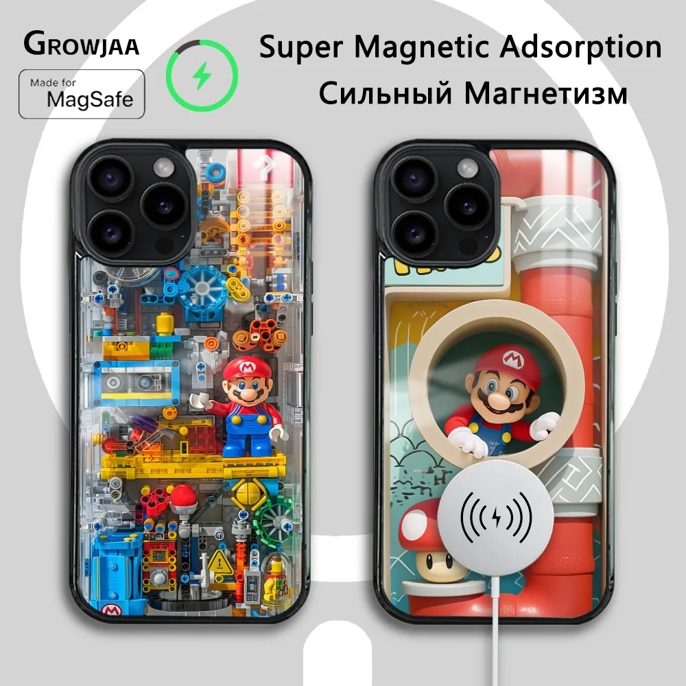 Super M-MarioS Bros Game Phone Case For iPhone 16 15 14 13 12 11 Pro Max Plus Mini Magsafe Mirror Wireless Magnetic Cover