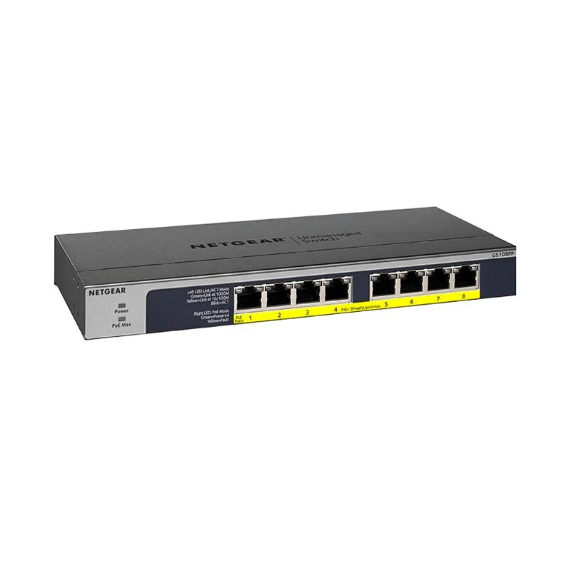 

NETGEAR GS108PP 8-Port PoE Gigabit Ethernet High-Power PoE+ Unmanaged Switch With FlexPoE 123W