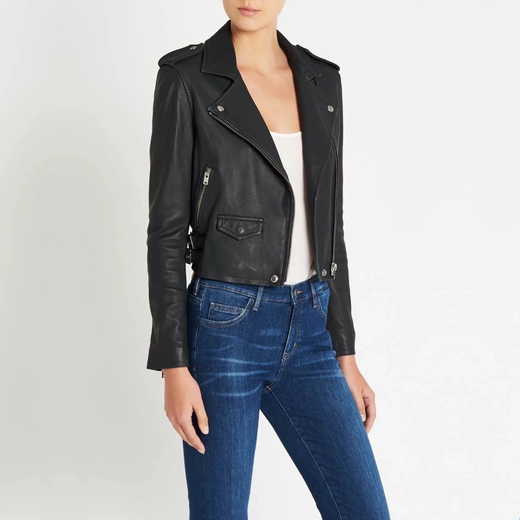 Blouson en cuir d\'agneau pour femme, Ashville, lomatéritive, français, classique, Paris, 1R0