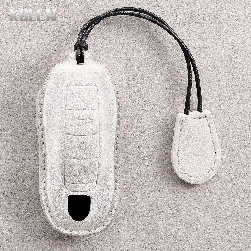 Leather Car Remote Key Case Cover Shell Fob Bag For Porsche Panamera Spyder Carrera Macan Boxster Cayman Cayenne 911 970 981 991