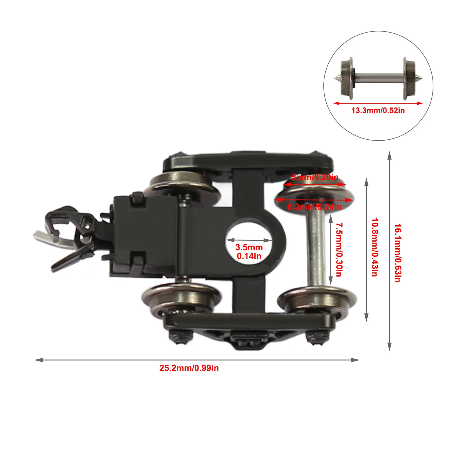 Evemodel 4pcs N Scale 1:160 Roller Bearing Truck Bogies with Couplers 33\