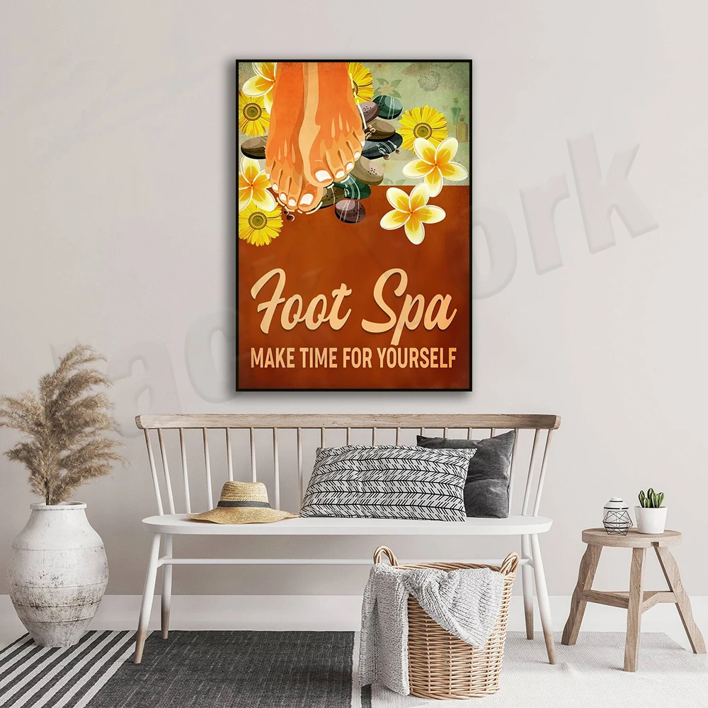 Foot Spa Make Time For Yourself Poster, Massage Therapist Gift, Foot Massage Spa Wall Decor, Massage Therapy Poster