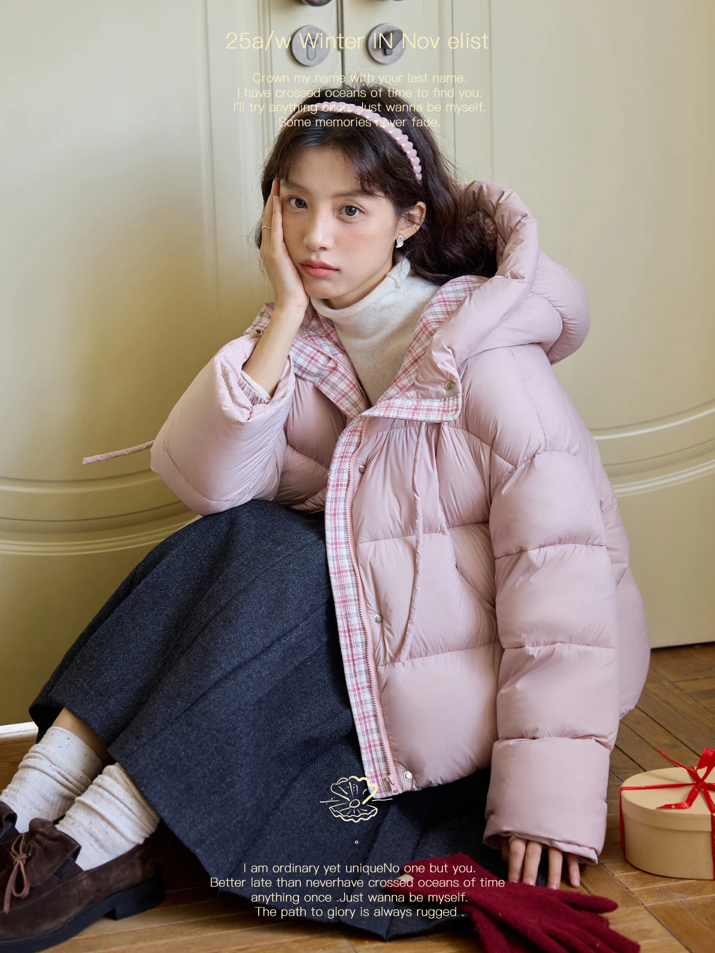 

Nov Et Winter Warm 90 White Du down Puffer Jaet Women ort Coat Cloud Foam Hat Inteated Retro Sle Commute Faion
